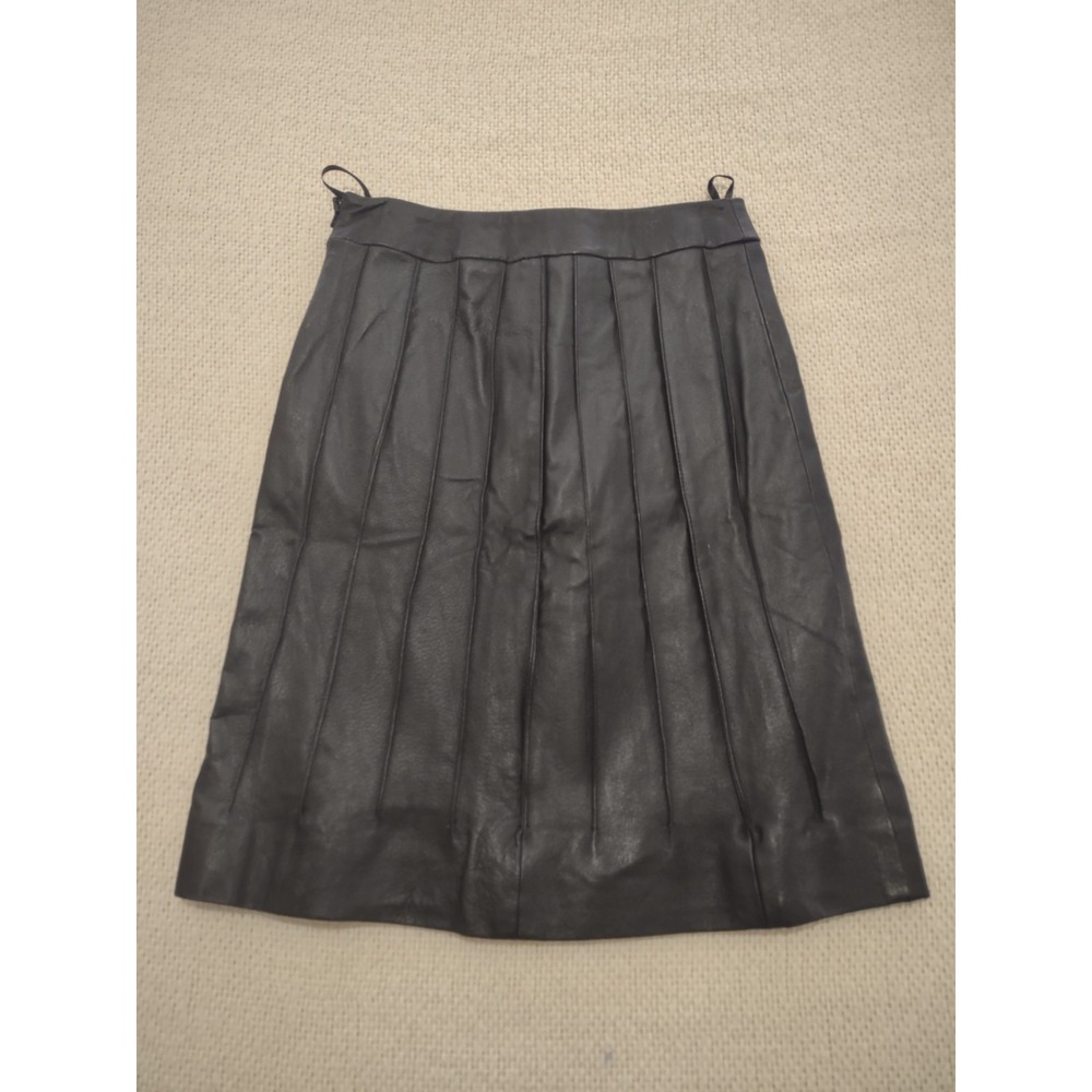 Metrostyle Black Pleated Leather A-line Skirt 4 Grunge Punk Hipster Twee Goth - Picture 3 of 3